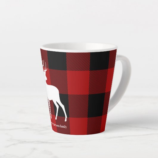 Red Buffalo Kariert & Deer | Geschenk für persönli Milchtasse (Rechte Ecke)