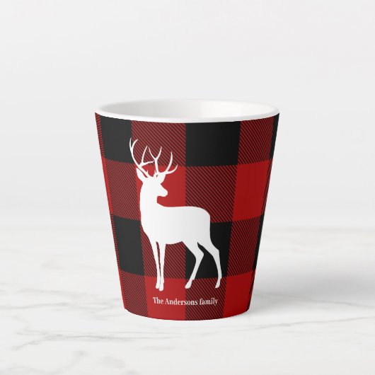 Red Buffalo Kariert & Deer | Geschenk für persönli Milchtasse (Vorderseite)
