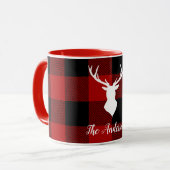 Red Buffalo Kariert & Deer | Geschenk für persönli Tasse (Vorderseite Links)