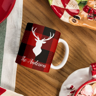 Red Buffalo Kariert & Deer   Geschenk für persönli Tasse