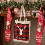 Red Buffalo Kariert & Deer | Geschenk für persönli Tragetasche<br><div class="desc">Red Buffalo Kariert & Deer | Geschenk für persönliche Namen</div>