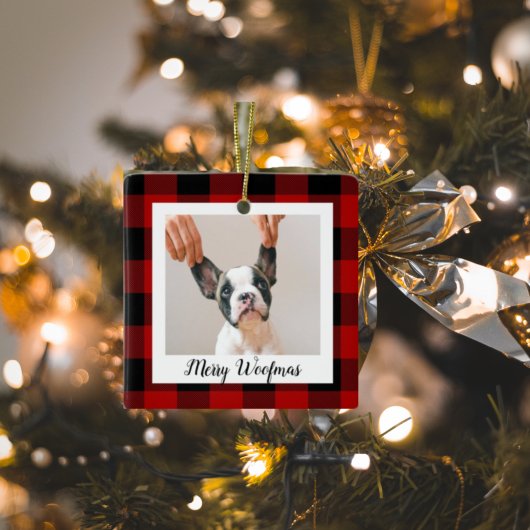 Red Buffalo Kariert Dog Foto | Hundeschrift Keramikornament