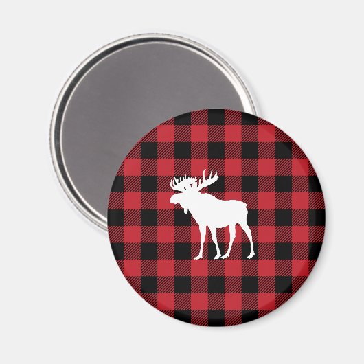 Red Buffalo Kariert Elch Magnet (Vorderseite/Rückseite)