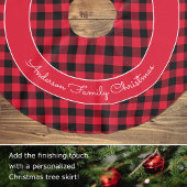 Red Buffalo Kariert Familienname Rustikale Weihnac Polyester Weihnachtsbaumdecke