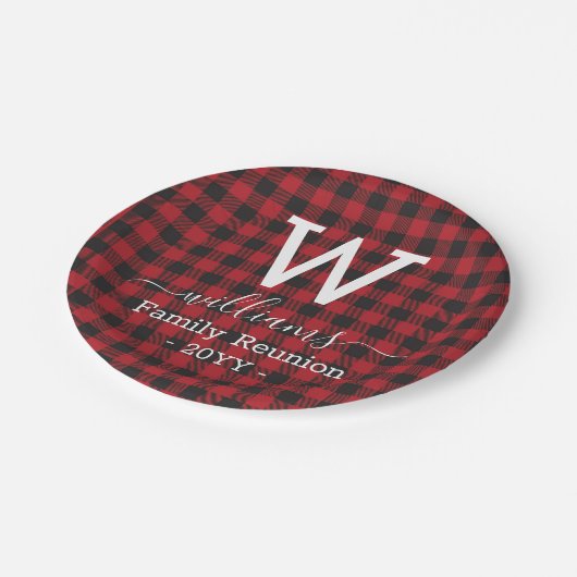 Red Buffalo Kariert Family Wiedersehen Mit Monogra Pappteller (Schrägansicht)