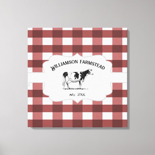 Red Buffalo Kariert Farm Cow Canvas Print Leinwanddruck (Vorderseite)