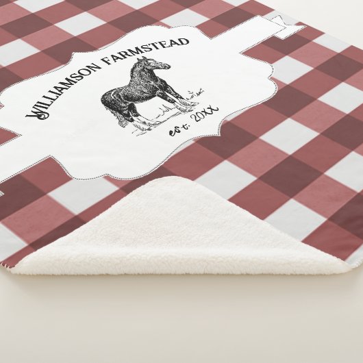 Red Buffalo Kariert Farm Horse Sherpa Blanket Sherpadecke (3/4)