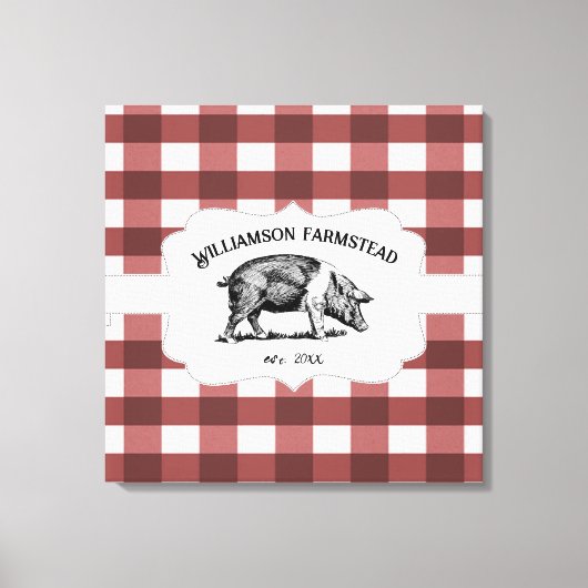 Red Buffalo Kariert Farm Pig Canvas Print Leinwanddruck (Vorderseite)