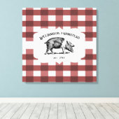 Red Buffalo Kariert Farm Pig Canvas Print Leinwanddruck (Insitu (Holzboden))