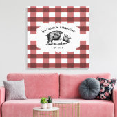 Red Buffalo Kariert Farm Pig Canvas Print Leinwanddruck (Insitu (Wohnzimmer))