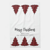Red Buffalo Kariert Frohe Weihnachten Custom Geschirrtuch (Vertikal)