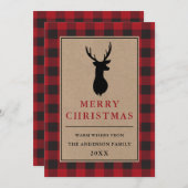 Red Buffalo Kariert Frohe Weihnachten Deer Kraft (Vorne/Hinten)