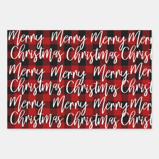 Red Buffalo Kariert & Frohe Weihnachten Geschenkpapier Set (Vorderseite)