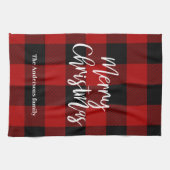 Red Buffalo Kariert & Frohe Weihnachten |Persönlic Geschirrtuch (Horizontal)