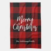 Red Buffalo Kariert & Frohe Weihnachten |Persönlic Geschirrtuch (Vertikal)