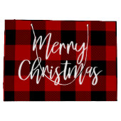 Red Buffalo Kariert & Frohe Weihnachten |Persönlic Große Geschenktüte (Rückseite)