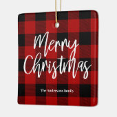 Red Buffalo Kariert & Frohe Weihnachten |Persönlic Keramikornament (Links)