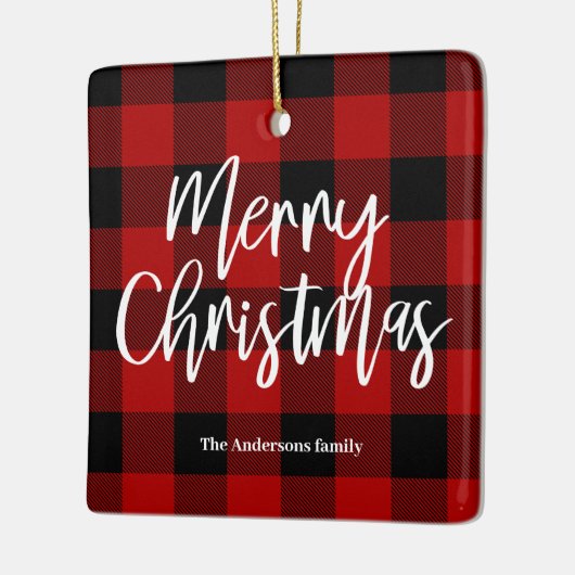 Red Buffalo Kariert & Frohe Weihnachten |Persönlic Keramikornament (Links)