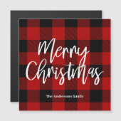 Red Buffalo Kariert & Frohe Weihnachten |Persönlic Magnetkarte (Vorne/Hinten)