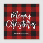 Red Buffalo Kariert & Frohe Weihnachten |Persönlic Magnetkarte (Vorderseite)