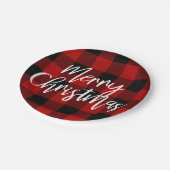 Red Buffalo Kariert & Frohe Weihnachten|Persönlich Pappteller (Schrägansicht)