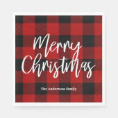 Red Buffalo Kariert & Frohe Weihnachten|Persönlich Serviette (Vorderseite)