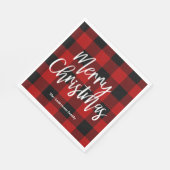 Red Buffalo Kariert & Frohe Weihnachten|Persönlich Serviette (Ecke)