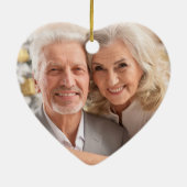 Red Buffalo Kariert Frohe Weihnachts Couple Foto Keramik Ornament (Hinten)