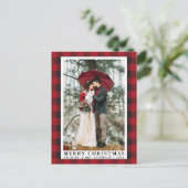 Red Buffalo Kariert Frohe Weihnachtsfeier Foto Postkarte (Stehend Vorderseite)