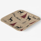 Red Buffalo Kariert & Frohe Weihnachtslandschaften Pappteller (Gewinkelt)