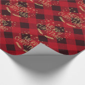 Red Buffalo Kariert Gold Snowflakes Frohe Weihnach Geschenkpapier (Ecke)