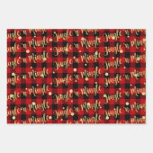 Red Buffalo Kariert Gold Writing Weihnachtsschmuck Geschenkpapier Set (Vorderseite 2)