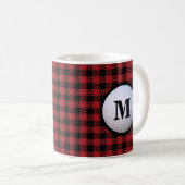 Red Buffalo Kariert Golf Ball Monogram Kaffeetasse (VorderseiteRechts)