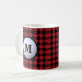Red Buffalo Kariert Golf Ball Monogram Kaffeetasse (Vorderseite Links)
