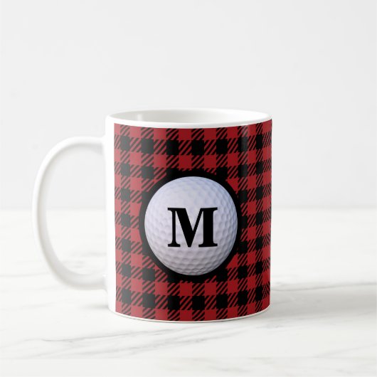 Red Buffalo Kariert Golf Ball Monogram Kaffeetasse (Links)