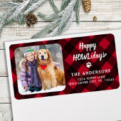 Red Buffalo Kariert Happy HOWLidays Custom Foto Adressaufkleber