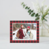 Red Buffalo Kariert Happy New Year Foto Postkarte (Stehend Vorderseite)