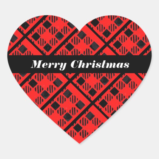 Red Buffalo Kariert Herzsticker Herz-Aufkleber (Vorderseite)