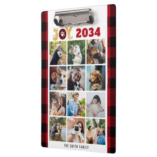 Red Buffalo Kariert Hund Lover Custom Foto Collage Klemmbrett (Links)