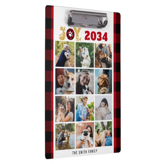 Red Buffalo Kariert Hund Lover Custom Foto Collage Klemmbrett (Rechts)