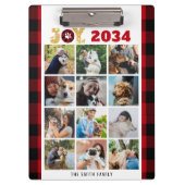 Red Buffalo Kariert Hund Lover Custom Foto Collage Klemmbrett (Vorderseite)