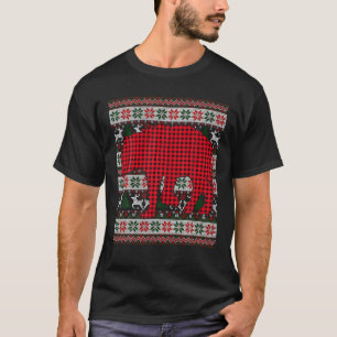 Red Buffalo Kariert Hyena Liebhaber Ugly Xmas Fami T-Shirt