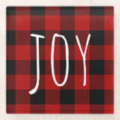 Red Buffalo Kariert & Joy | Happy Holiday Glasuntersetzer (Vorderseite)