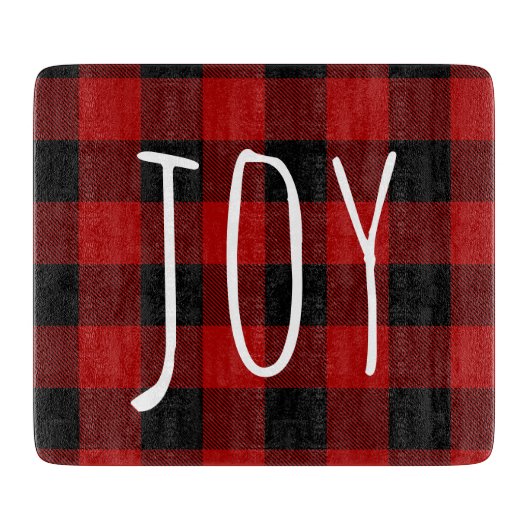 Red Buffalo Kariert & Joy | Happy Holiday Schneidebrett (Vorderseite)
