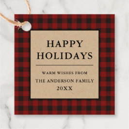 Red Buffalo Kariert Kraft Happy Holidays Geschenkanhänger