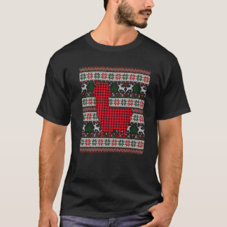 Red Buffalo Kariert Llama Liebhaber Ugly Xmas Fami T-Shirt