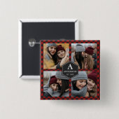Red Buffalo Kariert Lumberjack Familienfoto Collag Button (Vorne & Hinten)