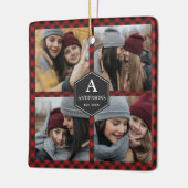 Red Buffalo Kariert Lumberjack Familienfoto Collag Keramikornament (Links)