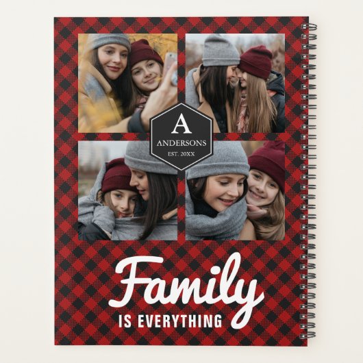 Red Buffalo Kariert Lumberjack Familienfoto Collag Planer (Rückseite)