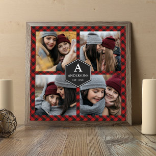 Red Buffalo Kariert Lumberjack Familienfoto Collag Poster